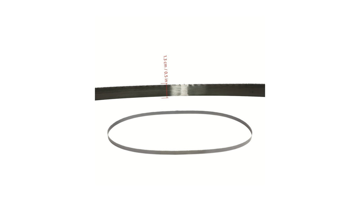 Band saw blade length measurement on white