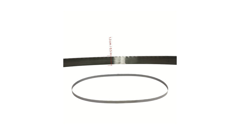 Band saw blade length measurement on white