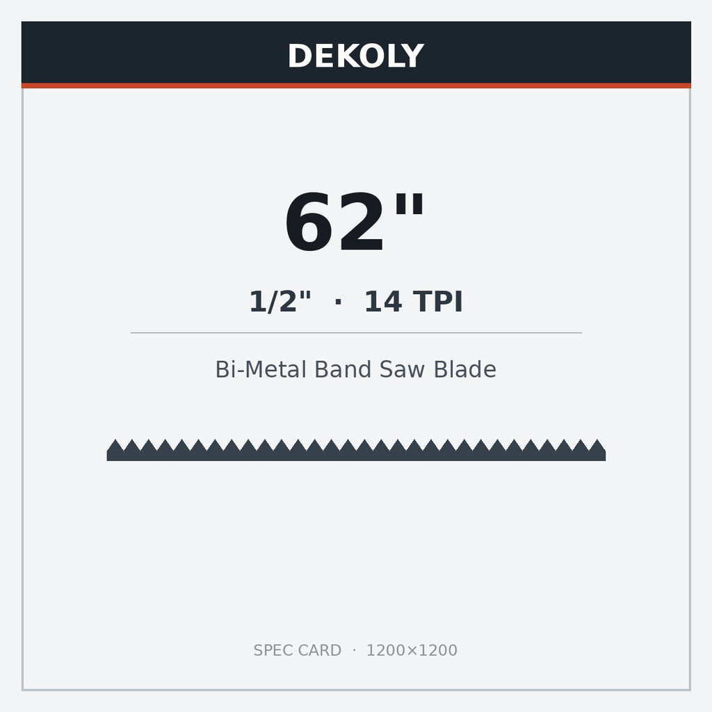 DEKOLY 62" X 1/2" X 14 TPI Bi-Metal Band Saw Blades